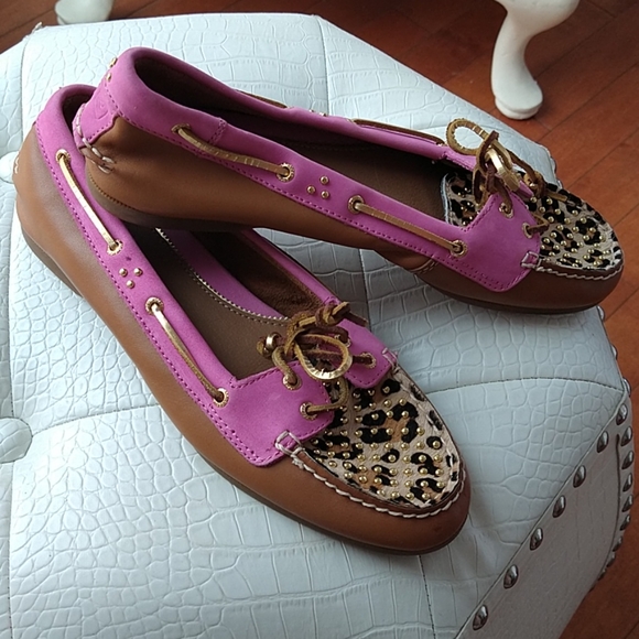Sperry Top-Sider Pink & Leopard print loafers - Picture 2 of 5